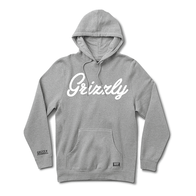 Poleron Grizzly - Script Logo Hoody - Gris / Blanco