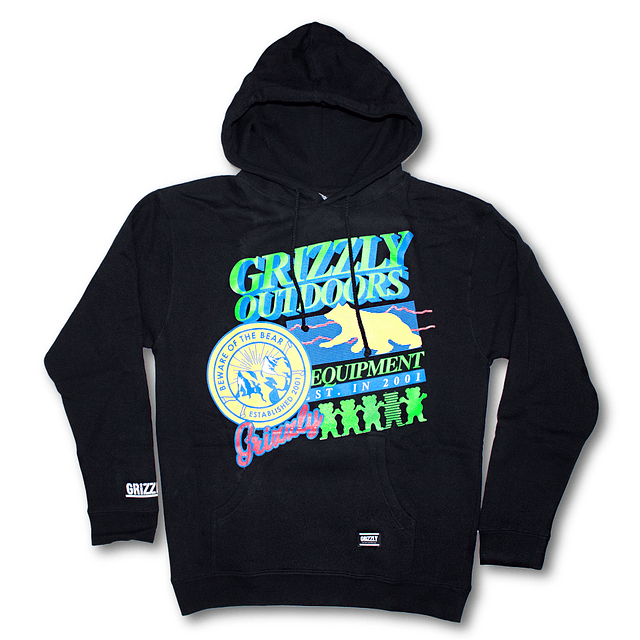 Poleron Grizzly - Neon Trail Hoodie Negro  
