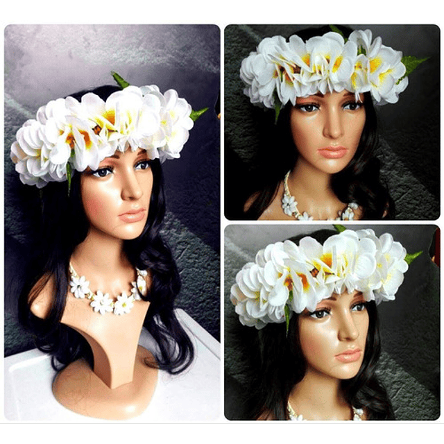Corona Polinesica De Flores Tipanie Blanca