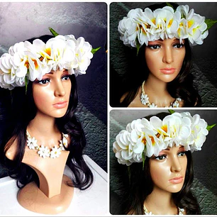 Corona Polinesica De Flores Tipanie Blanca