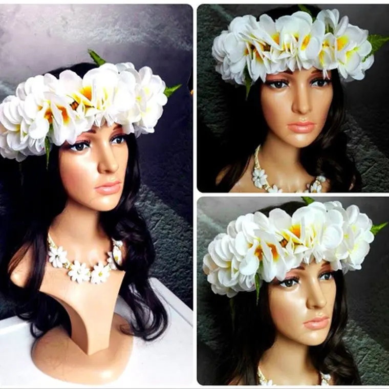 Polynesian Crown Of White Tipanie Flowers 2