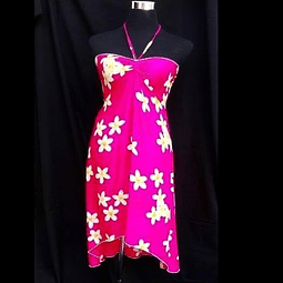 Hawaii Frangipani Pink Polynesian Dress Size S
