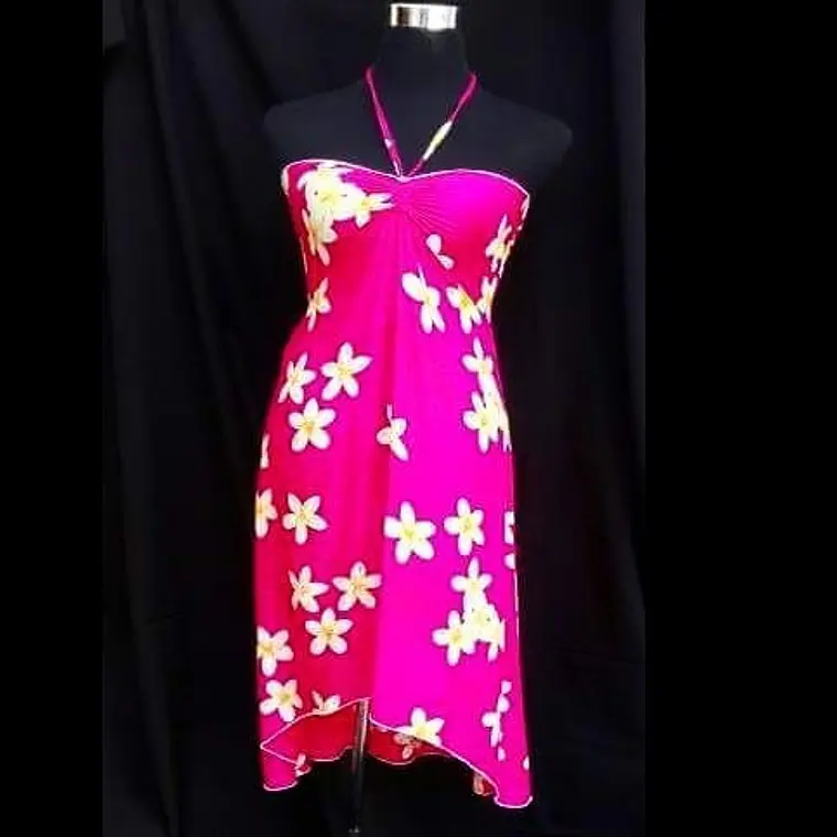 Vestido Polinesico Hawaii Frangipani Pink Talla S  1