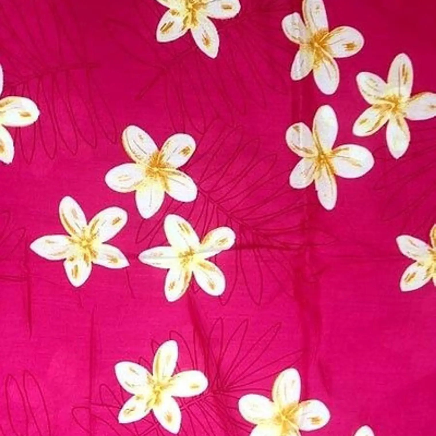 Pareo Hawaii Fucsia Con Frangipani Blancas Amarillo Grande 1