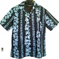 Camisa Polinésica Taukiani Negra con rongo rongo gris - Miniatura 1