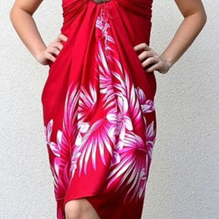 Fuchsia Pareo With Coconut Leaves Hawaii 1,10x1,60mts 1