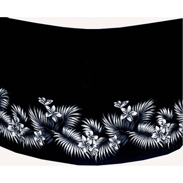 Pareo Hawaii Color Negro Con Flores De Coconut