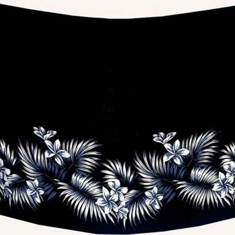 Black Hawaii Pareo With Coconut Flowers 1