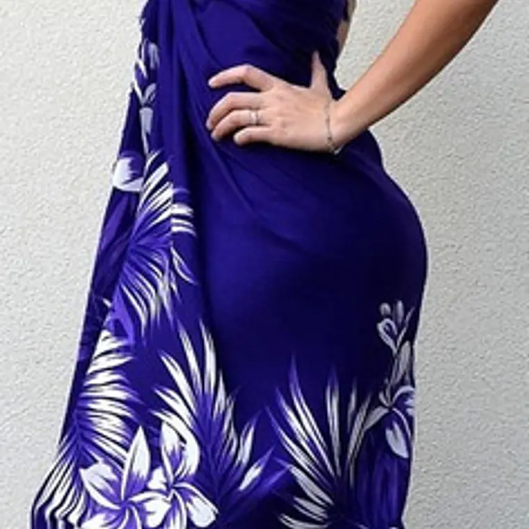 Pareo Hawaii Color Morado Hojas De Coconut Y Tipanie Morado 1