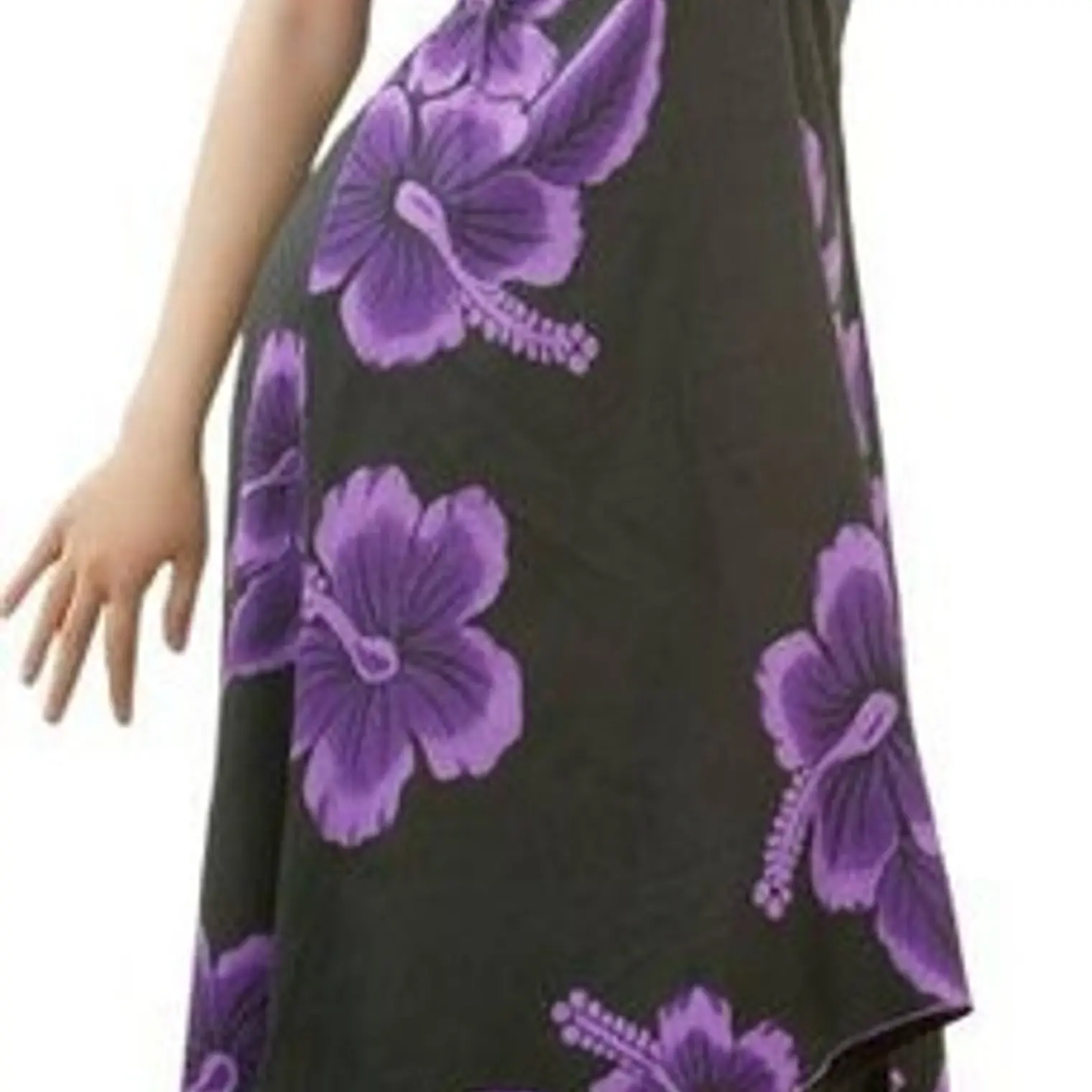Vestido Mariposa negro con Hibisco Morado Polinesico importado desde Hawaii 1