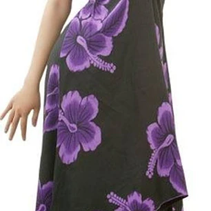 Vestido Mariposa negro con Hibisco Morado Polinesico importado desde Hawaii