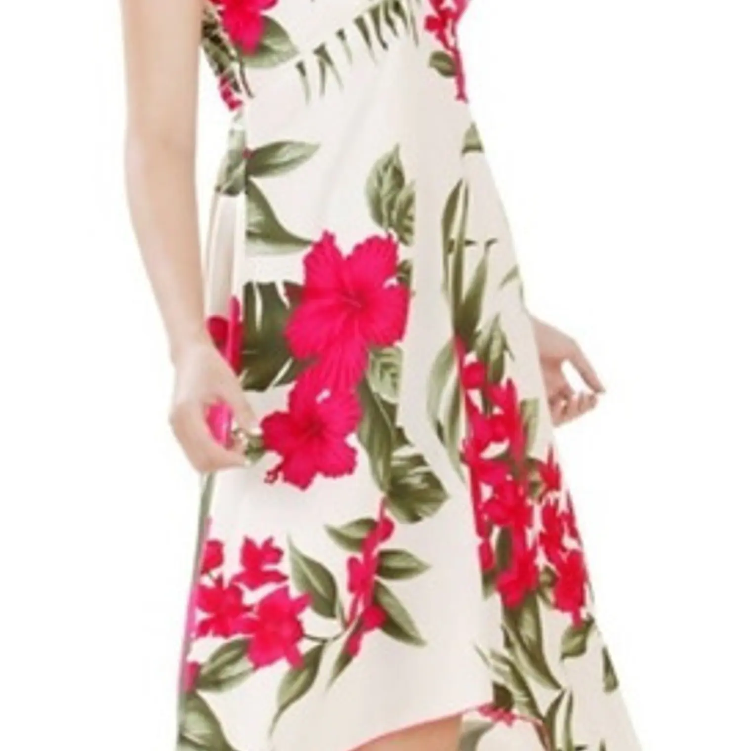 Vestido Mariposa beige con Tipanie fucsia Polinesico importado desde Hawaii 1