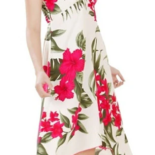 Vestido Mariposa beige con Tipanie fucsia Polinesico importado desde Hawaii