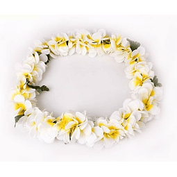 Collar Polinésico lei de Flores Tipanie blancas con amarillo