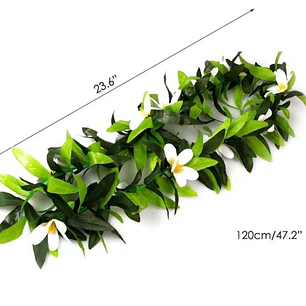 Collar Polinésico de flores Tipanie blanca con amarillo