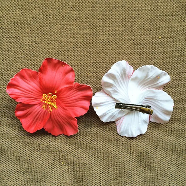 Pack of 5 Red or White Hibiscus Flowers for hair 3