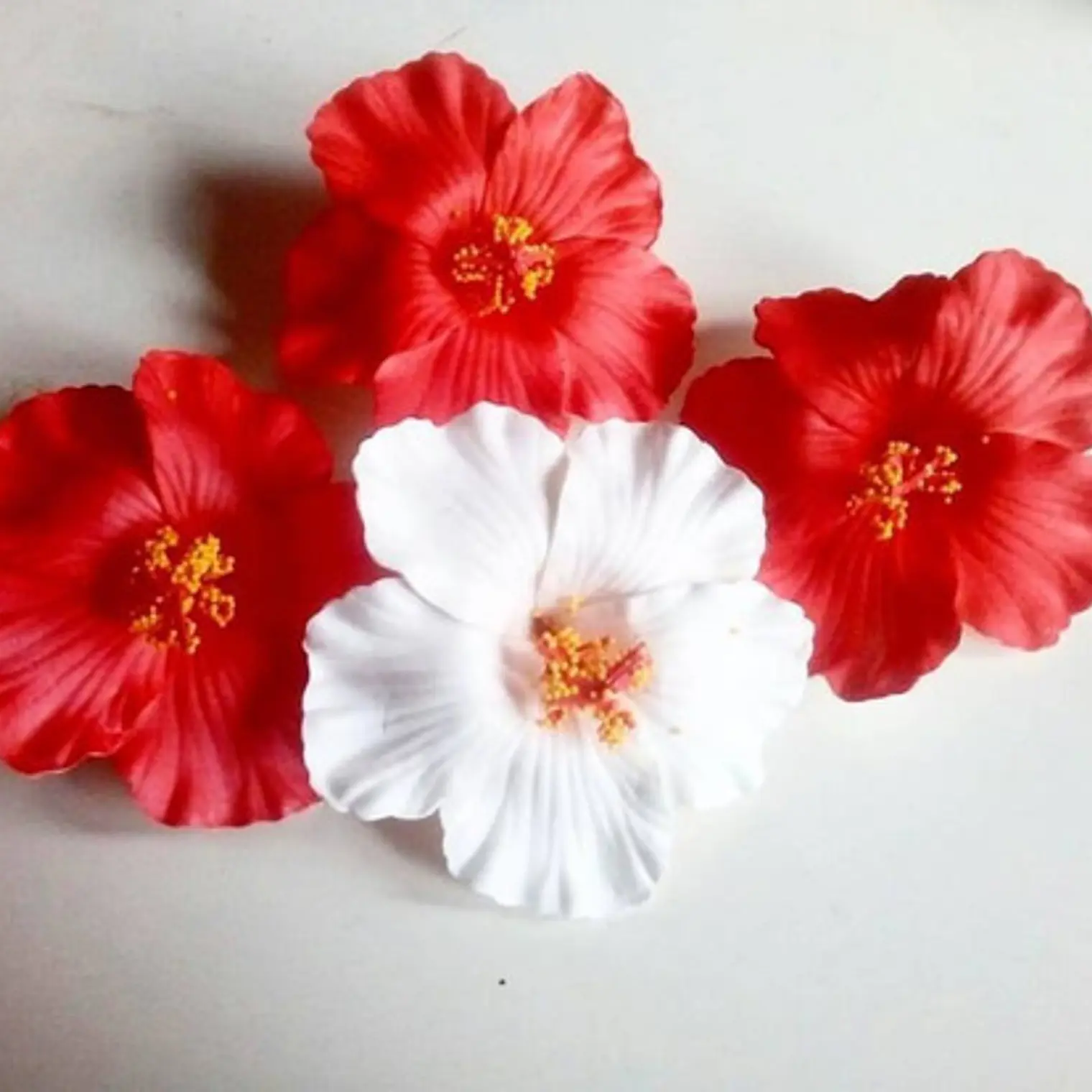 Pack of 5 Red or White Hibiscus Flowers for hair 4