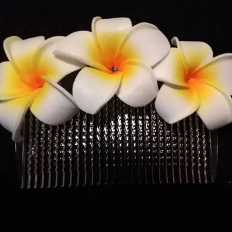  Peine Flores Tipanie blanca / 8,5 cm ancho 1