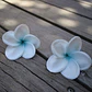 Frangipani Plumeria Para El Cabello Color Blanco Con Azul con palito - thumbnail 2