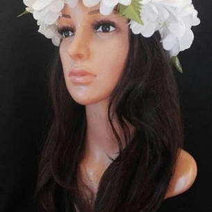 Coronas De Flores Blanca Y Hojas Elasticada 