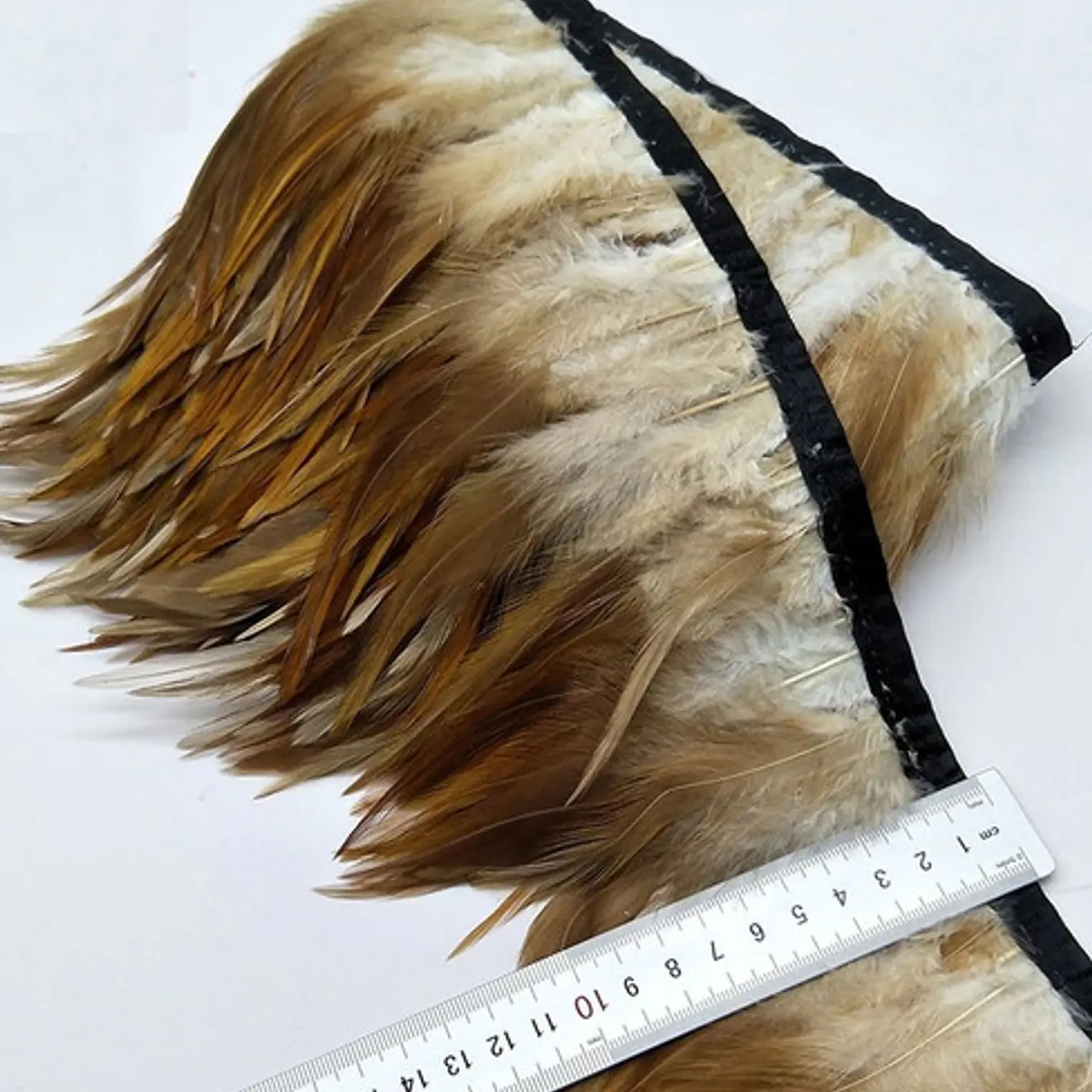 1 metro Boa Plumas Cafe Claro 10 a 12 Cm punta 1