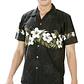 Camisa Polinesica Negra Con Hibisco Y Hojas   - Miniatura 1
