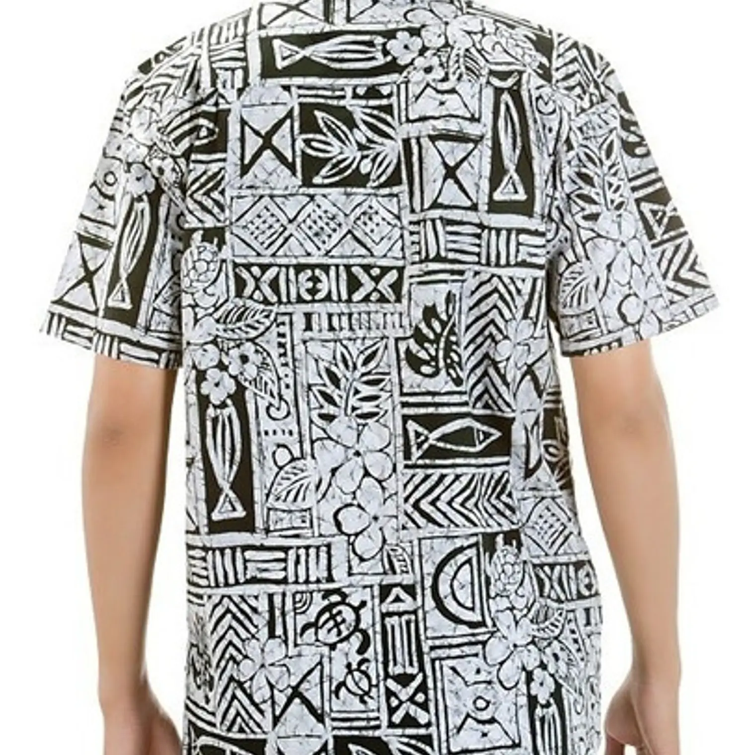 Camisa Hawaii Color Gris Con iconografia Hawaii 2