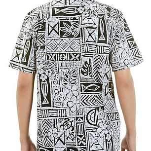 Camisa Hawaii Color Gris Con iconografia Hawaii