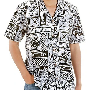 Camisa Hawaii Color Gris Con iconografia Hawaii