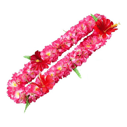 Leis Collar de Flores Tipanie fucsia e Hibiscos rojos