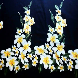 Pareo Polinesico Hawaii Negro Con Flores