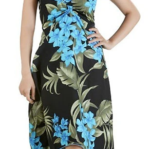 Vestido Mariposa negro con Tipanie azul Polinesico importado desde Hawaii