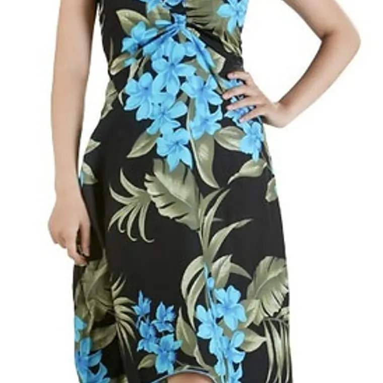 Vestido Mariposa negro con Tipanie azul Polinesico importado desde Hawaii 1