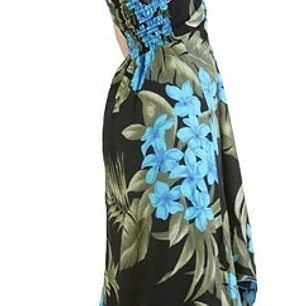 Vestido Mariposa negro con Tipanie azul Polinesico importado desde Hawaii