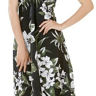 Vestido Mariposa negro con Tipanie Blanco Polinesico importado desde Hawaii