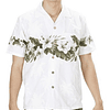 Camisa Polinesica Blanca Con Hibisco Y Hojas 