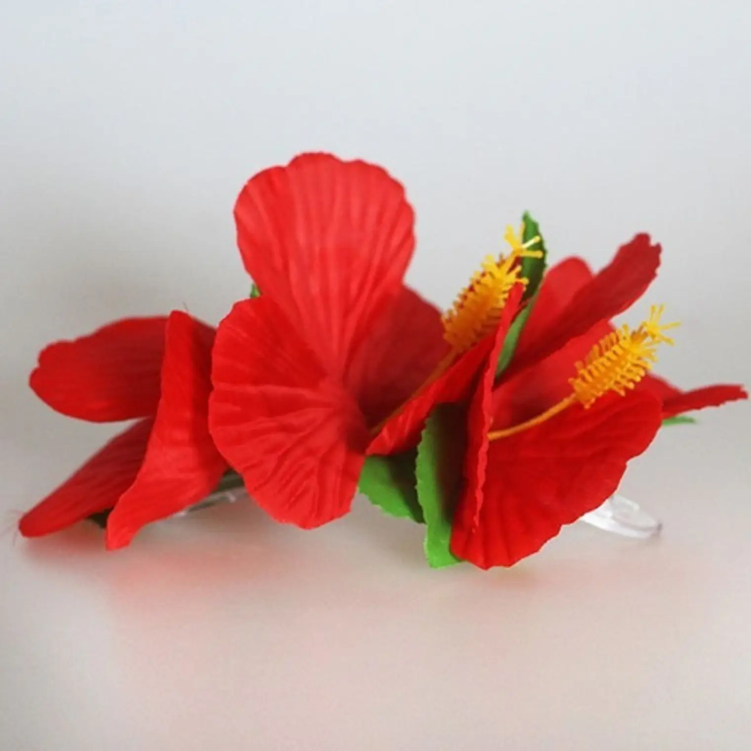 Flor Pinza 3 Hibiscos Rojo de tela Para El Cabello 2