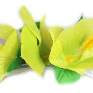 Flor Pinza plastica 3 Hibiscos Amarillo de tela Para El Cabello