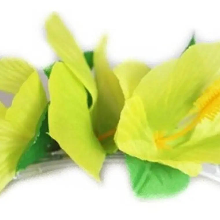 Flor Pinza plastica 3 Hibiscos Amarillo de tela Para El Cabello 1