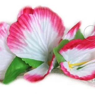 Flor Pinza 3 Hibiscos de tela Blanco Con Fucsia Para El Cabello