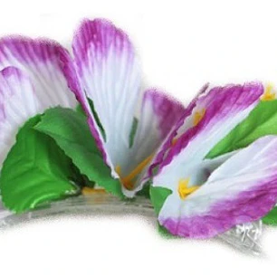 Flor Pinza 3 Hibiscos Blanco Con Lila Para El Cabello