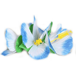 Flor Pinza 3 Hibiscos Blanco Con Azul Para El Cabello