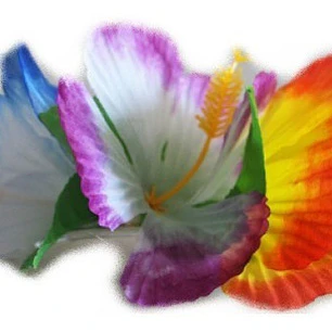 Flor Pinza 3 Hibiscos Azul, Lila Y Naranjo Para El Cabello