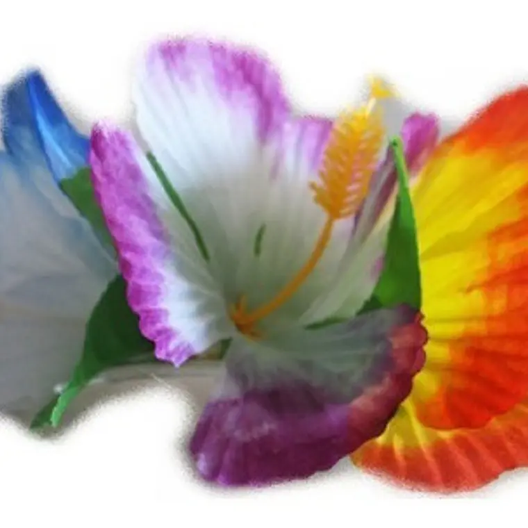 Flor Pinza 3 Hibiscos Azul, Lila Y Naranjo Para El Cabello 1