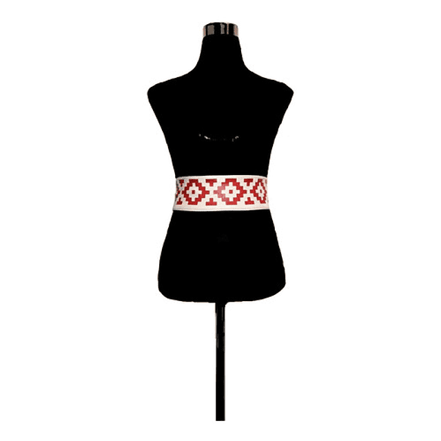 Cinturón Artesanal Color Beige Inspirado En El Ngümin Mapuche