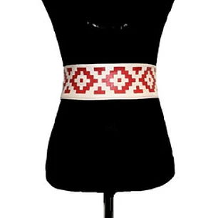 Cinturón Artesanal Color Beige Inspirado En El Ngümin Mapuche