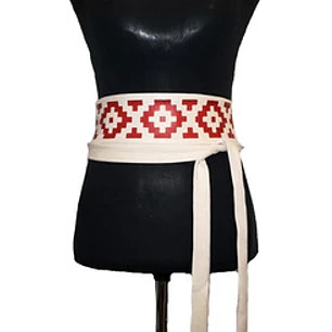 Cinturón Artesanal Color Beige Inspirado En El Ngümin Mapuche