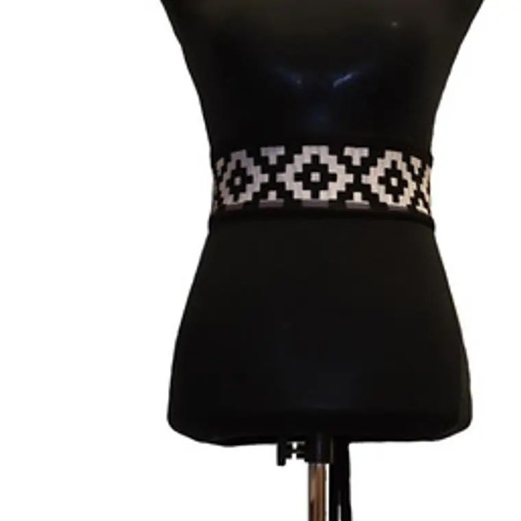 Cinturón Artesanal Estampado Negro Ngümin Mapuche 1