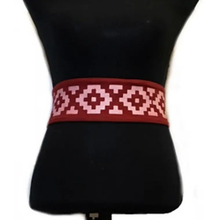 Cinturon Estampado Burdeo Ngümin Mapuche 1