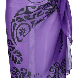 Pareo Con Tortuga, Mantarraya E Hibiscos